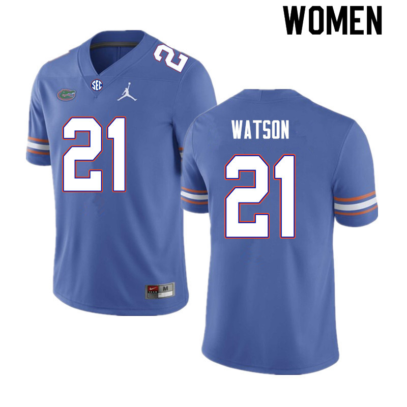 Women #21 Desmond Watson Florida Gators College Football Jerseys Sale-Royal - Click Image to Close